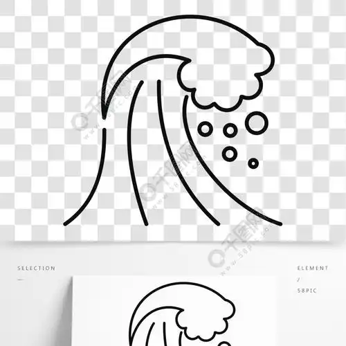 夏季海啸图标概述夏天海啸矢量图标在白色背景上隔离的网络设计夏季