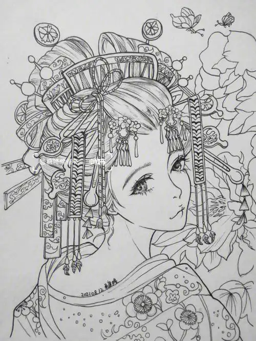 绘画打卡  #绘画临摹  #手绘画  #古风头像女临摹了一副比较复杂的