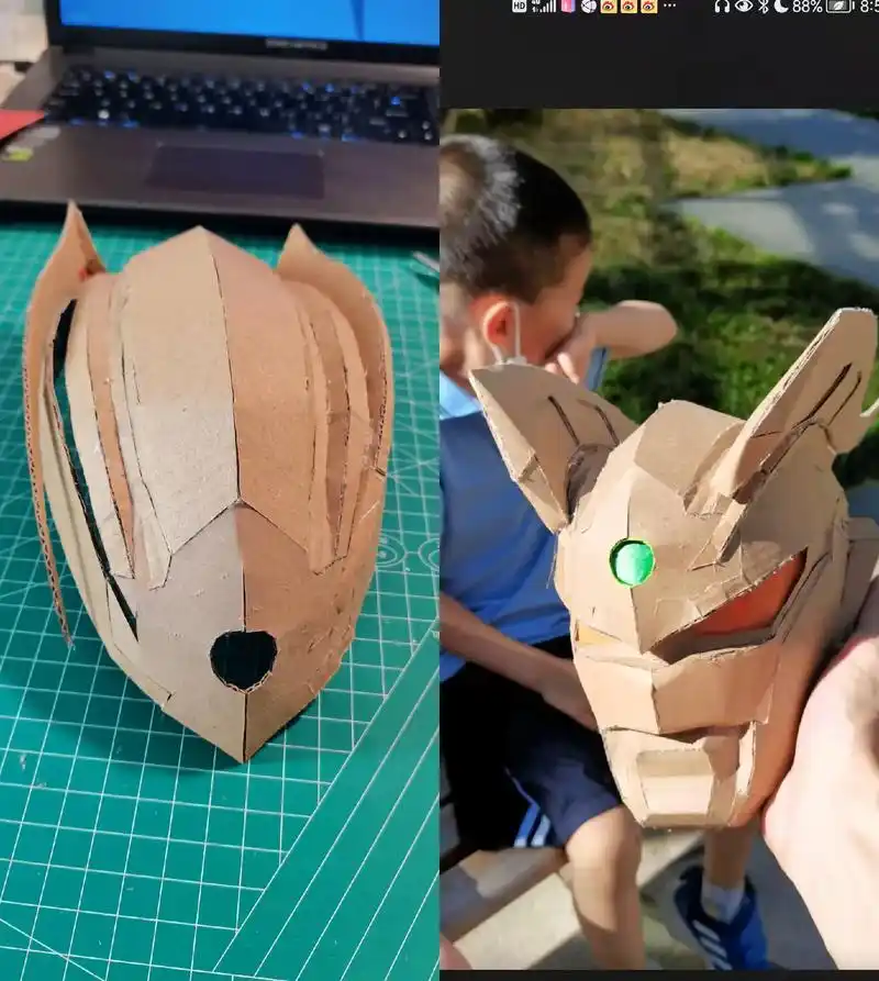 图文伙伴计划 #纸板手工 #创作灵感 用硬纸板制作赛罗奥特 - 抖音