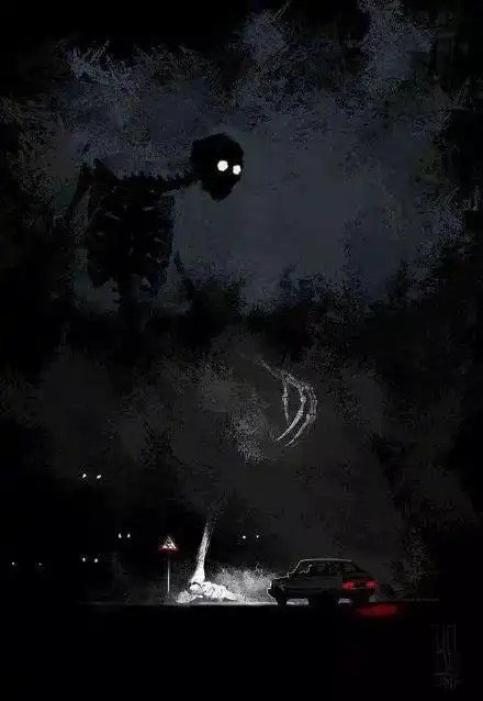 隐匿在黑暗与人群中的怪物在插画中传递了何种情绪