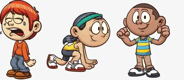 矢量卡通三个小孩