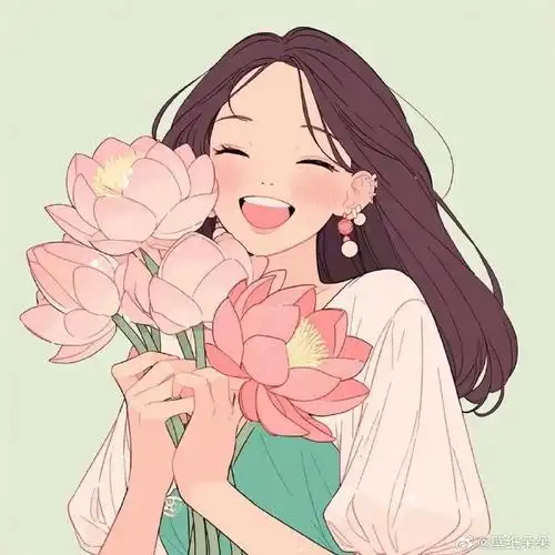 笑容治愈手捧花女生头像