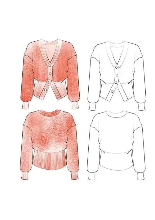 服装款式图服装效果图毛衣质感表达