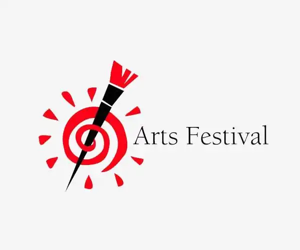 画笔,太阳,艺术节,标志,英文字体, 图标, 符号, logo