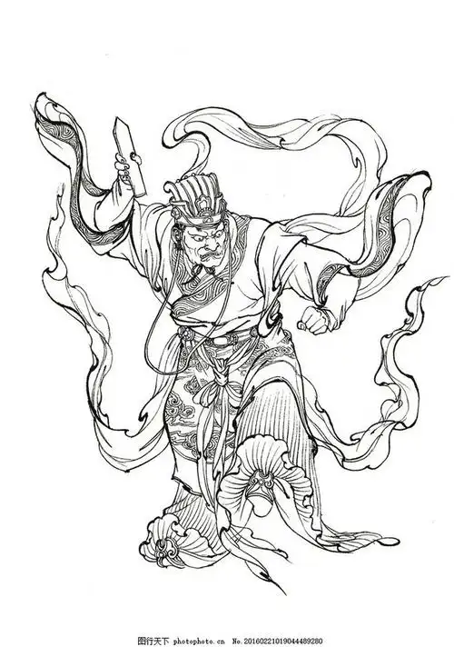 西游记人物白描十殿阎王楚江王神仙白描人物西游记白描李云中