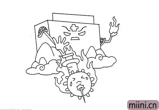 火神山医院雷神山医院的简笔画