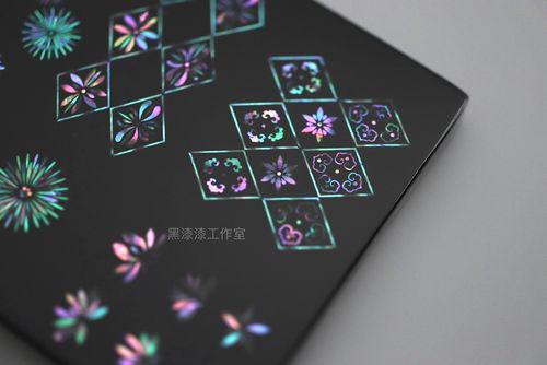 如意纹螺钿花镶嵌材料传统纹样图案 漆艺漆器漆画用黑漆漆工作室