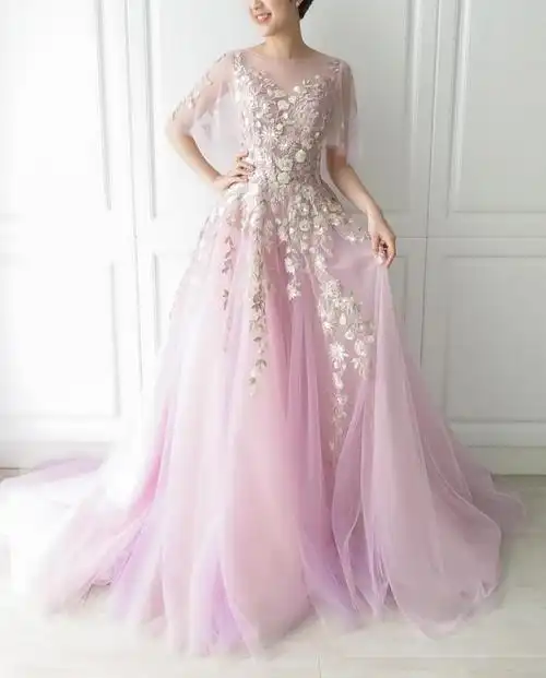 花园仙女粉紫礼服