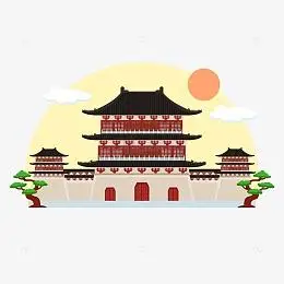 古建筑洛阳应天门旅游建筑 扁平风元素