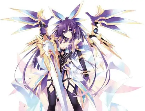 1girl armor breasts cleavage date_a_live holding