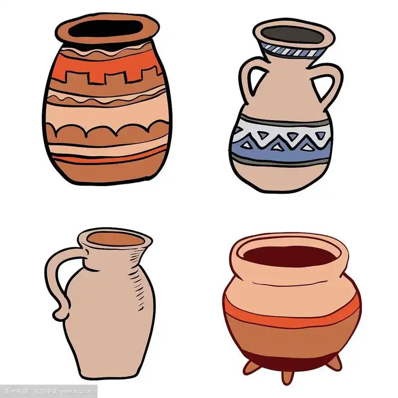 旧陶瓷器具的插图-矢量插图