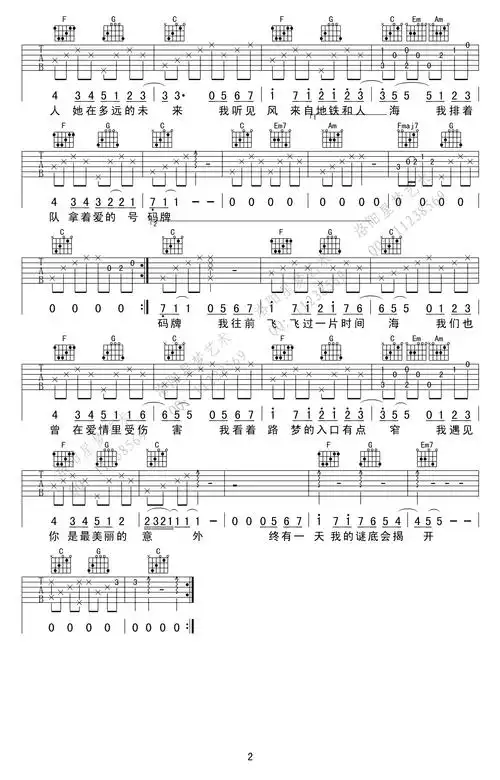 孙燕姿_c调男生版_高清弹唱图片谱