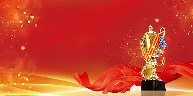 金色奖杯获奖光斑金粉企业年会烫金炫酷背景年会颁奖背景