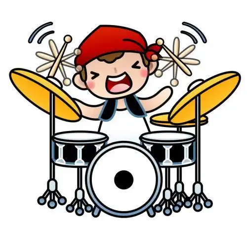 打架子鼓的小男孩简笔画