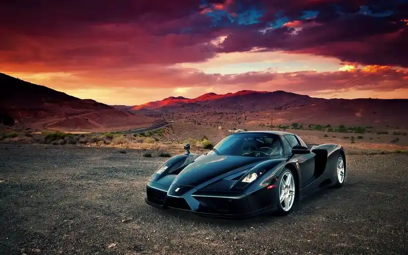 壁纸 法拉利恩佐超级跑车,沙漠,日落,云 1920x1200 hd 高清壁纸, 图片