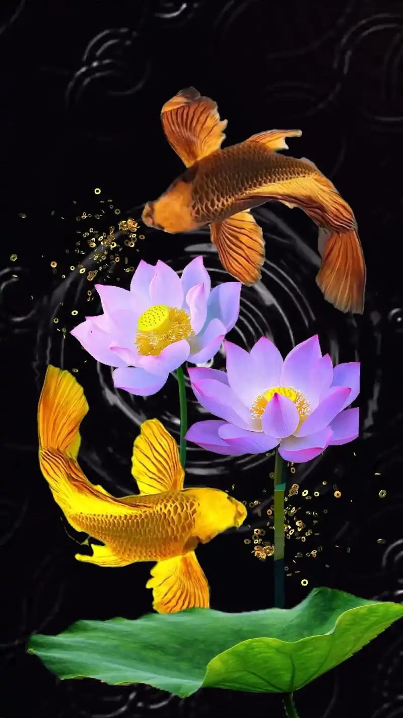 水生财,鱼为灵,九鱼莲转福自来!试试壁纸,2022富贵漫天, - 抖音