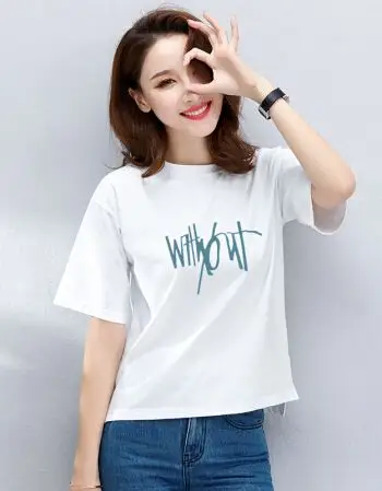 女装 t恤 米子旗 米字旗短袖t恤女宽松2018夏季新品韩版潮时尚印花