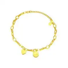 chowtaifook周大福luck爱心牌回形针足金黄金手链女f226630