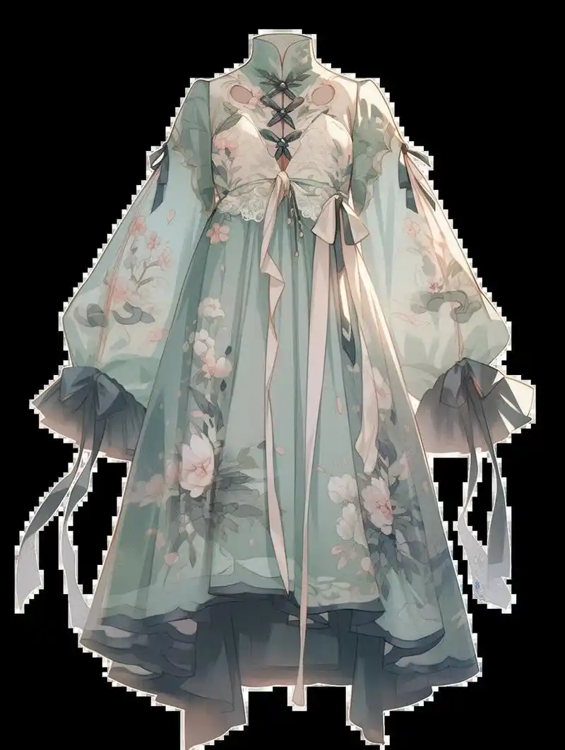 vol.1新中式古风连衣裙|oc服装设计素材 图源:midjourney