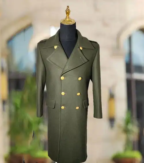 冬季军大衣男毛呢大衣定制加厚加棉款个人冷库专用老兵老款军绿色大衣