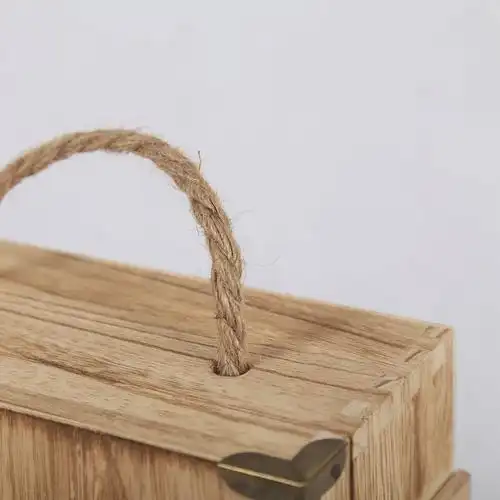 第吉尔 红酒盒木质两瓶装葡萄酒包装盒复古双支礼盒木头箱子碳化烧色