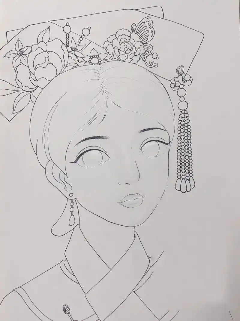 7/56民族|原创满族人物画,古装格格 99这次用了美卡勒的软头马克笔