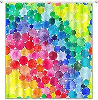 波尔卡圆点浴帘彩色几何水彩渐变彩虹抽象可爱圆圈现代趣味设计浴室
