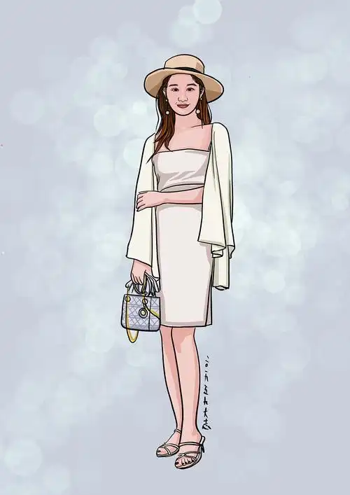 现代街拍人物插画