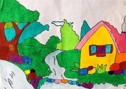 作品名称泉水叮咚作者姓名庞杉杉作者年龄8 岁作品类别油彩粉笔画奖项