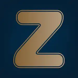 字母z标志设计模板元素. 矢量. 黑色青色背景下的金色图标和边框.照片