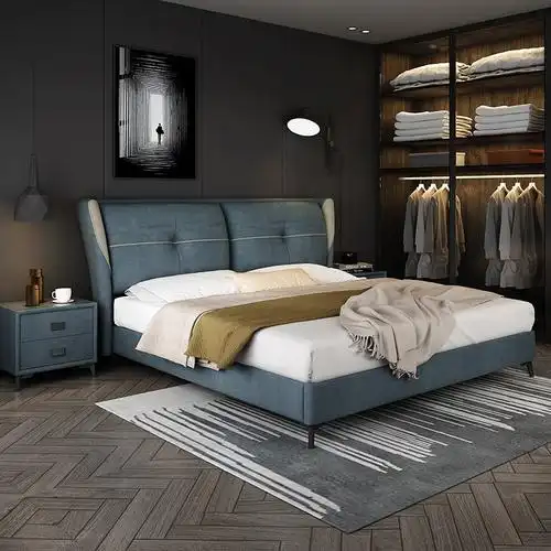 2021新款免洗科技双人床主卧大床意式极简轻奢布艺床