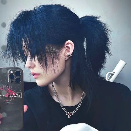 武士假发鲻鱼头发型燕尾发型帅气中性蓬松自然狼尾发男女通用假毛