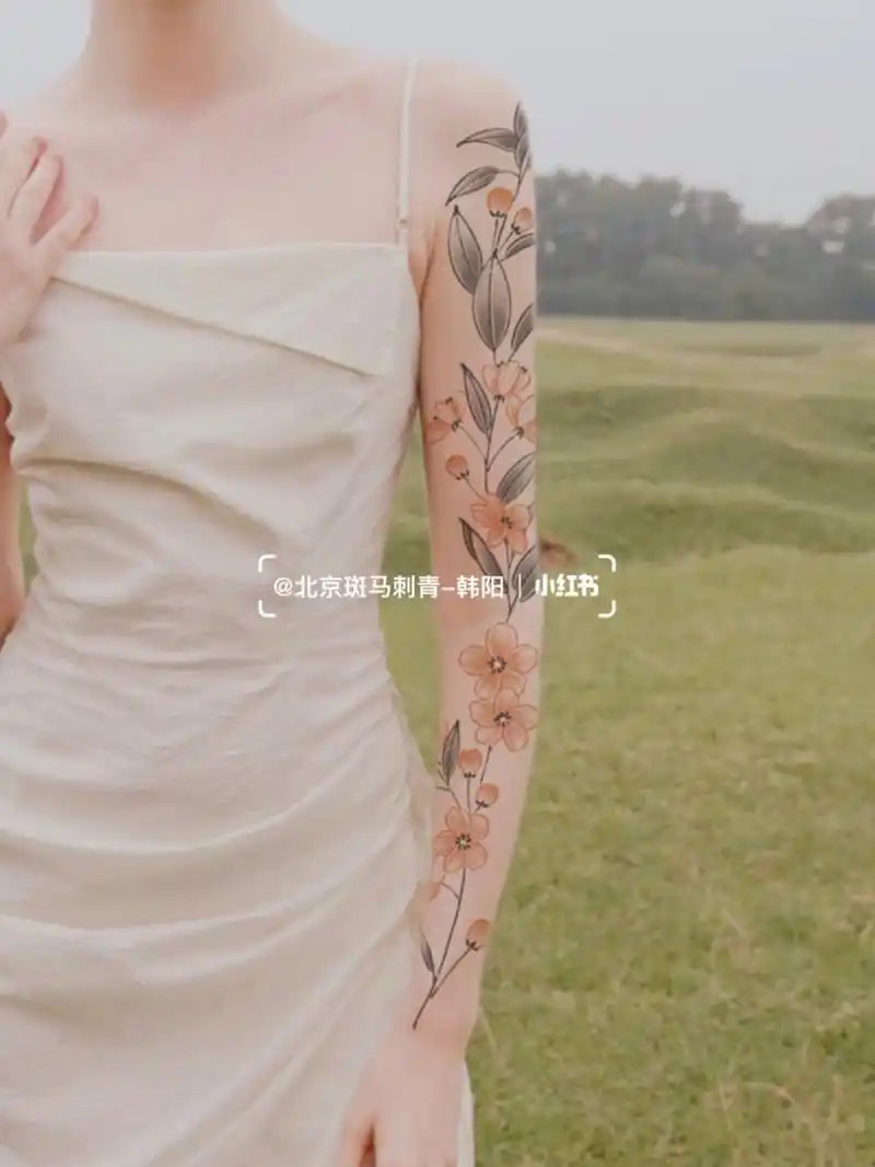 樱花|纹身图案|原创纹身|女生花臂|手臂 原创纹身图案 樱花 .