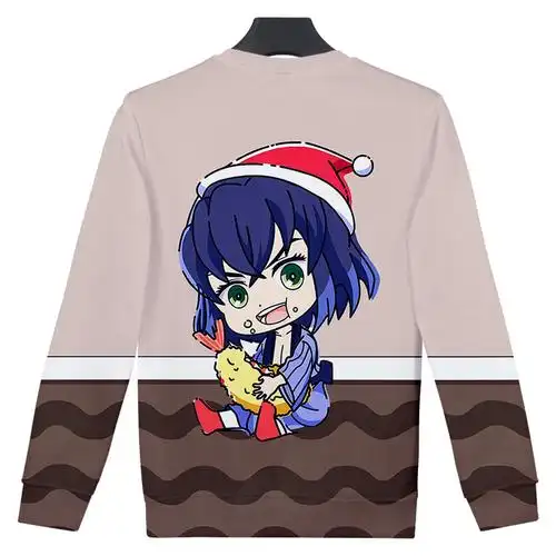 跨境2020新款q版鬼灭之刃&圣诞节秋季3d印花圆领卫衣男女定制批发