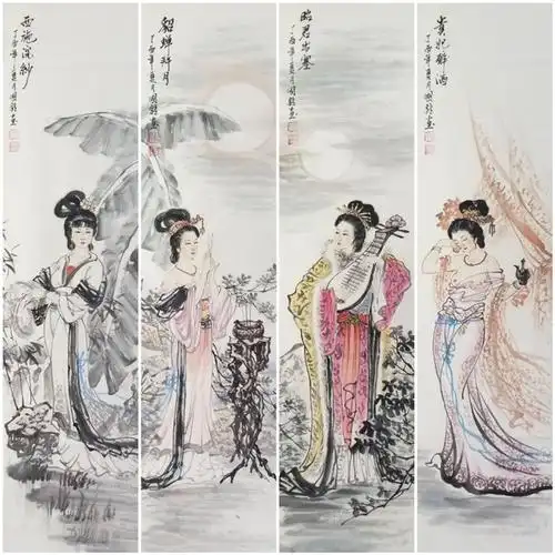 020李国锰四大美人图当代纸本软片未托底