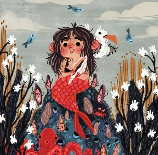 独特风格插画作品,颜色鲜明的人物插画图