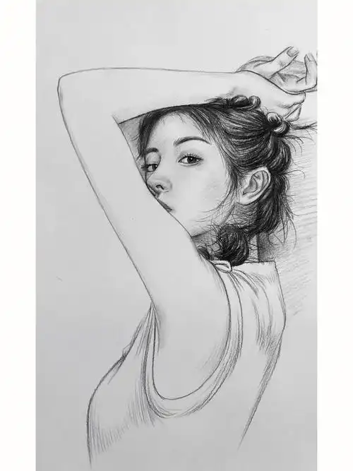 素描美少女画集(4)_素描_绘画_美少女_画画的日常_兴趣爱好_绘画