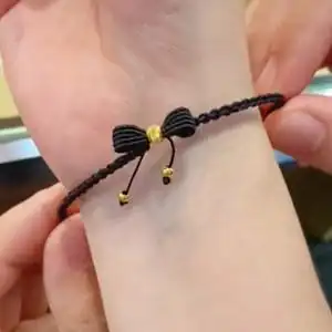 编织蝴蝶结在逃公主手绳黄金猫眼小金珠手链闺蜜款送女友生日礼物