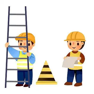 卡通手绘安全生产月安全生产工人插画素材