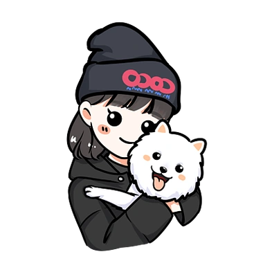 女生q版卡通人物和狗狗卡通可爱头像手绘