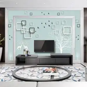 现代简约电视背景墙壁纸内外框造型客厅3d立体影视墙壁画墙贴壁布