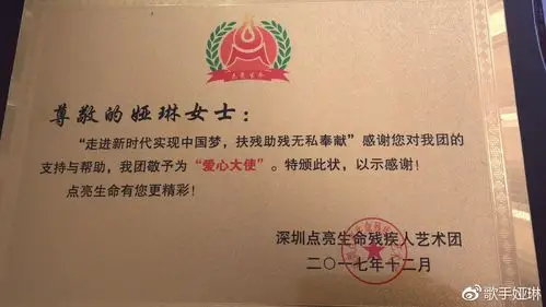 67点亮生命艺术团团长崔鸿授予娅琳爱心大使证书67672107年12月