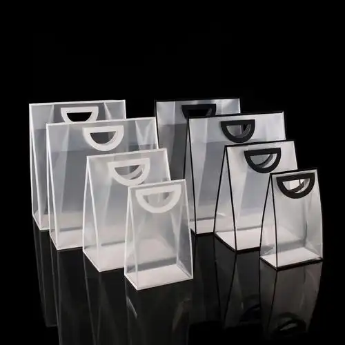 现货伴手拎磨砂透明pp手提袋 网红pvc塑料礼品袋 服装购物包装袋