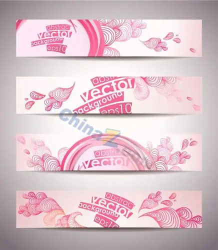 粉色主题横幅矢量设计模板