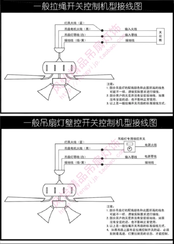 吊扇灯安装接线示意图
