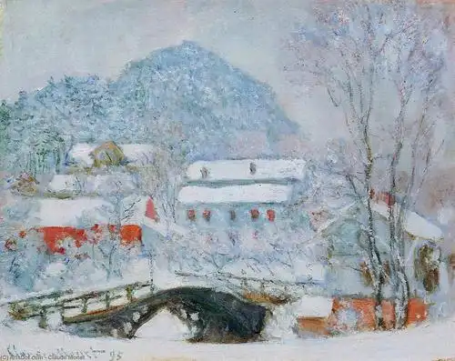 山特维肯 村庄 在 的 雪 – (claude monet)
