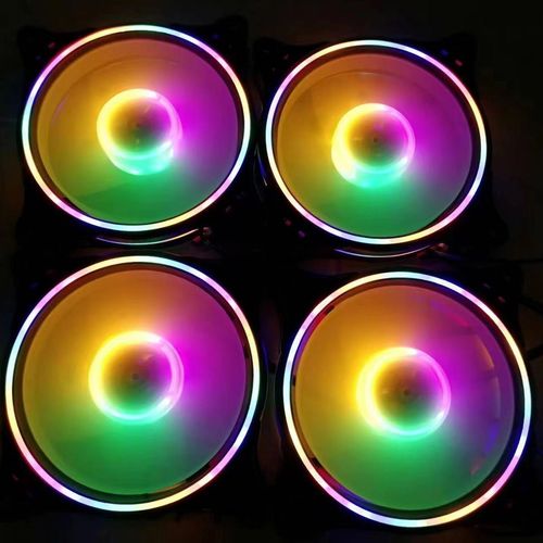 rgb炫彩风扇细光圈内外发光大4p电源供电静音风扇12cm散热器风扇
