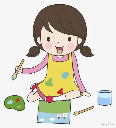 3png首页 免抠元素 卡通手绘 卡通女孩画画 卡通女孩画画png素材透明
