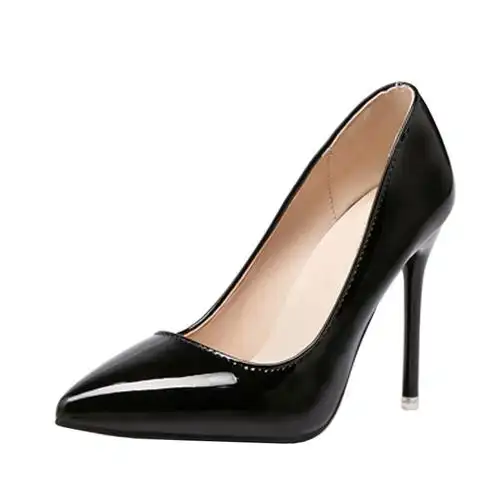 大码高跟鞋女细漆皮浅口尖头性感反串年会单鞋