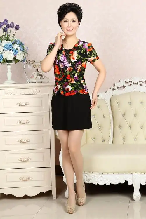 2014中老年女装夏装 短袖中年人妈妈装 中老年t恤 女士短袖衬衫女